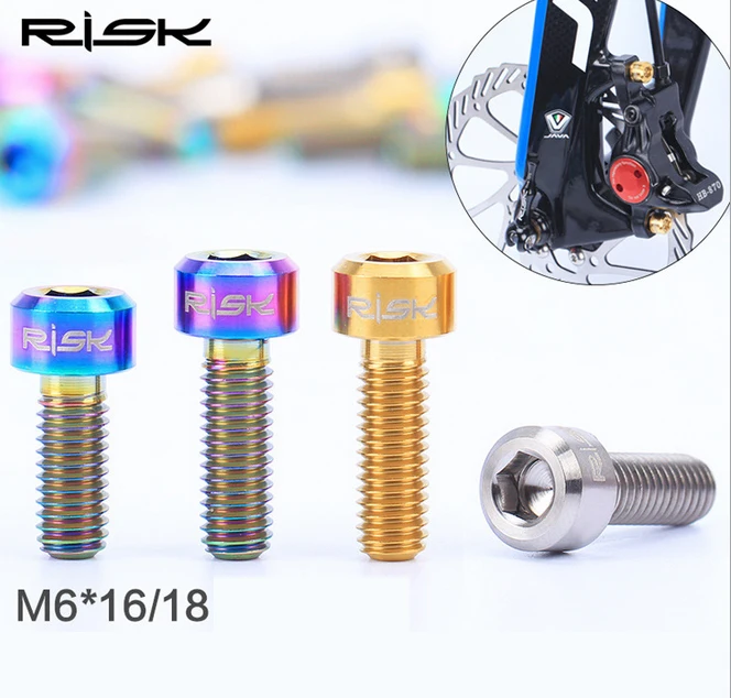 RISK 4 шт. M6x16/18 мм велосипедный дисковый тормозной суппорт болт зажим титановый Ti сплав MTB горный велосипед тормозной винт