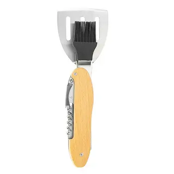 

5-in-1 BBQ Tool Outdoor Barbecue Tool Multi-function Tool Detachable Foldable BBQ Fork Basting Brush Corkscrew Bottle Opener