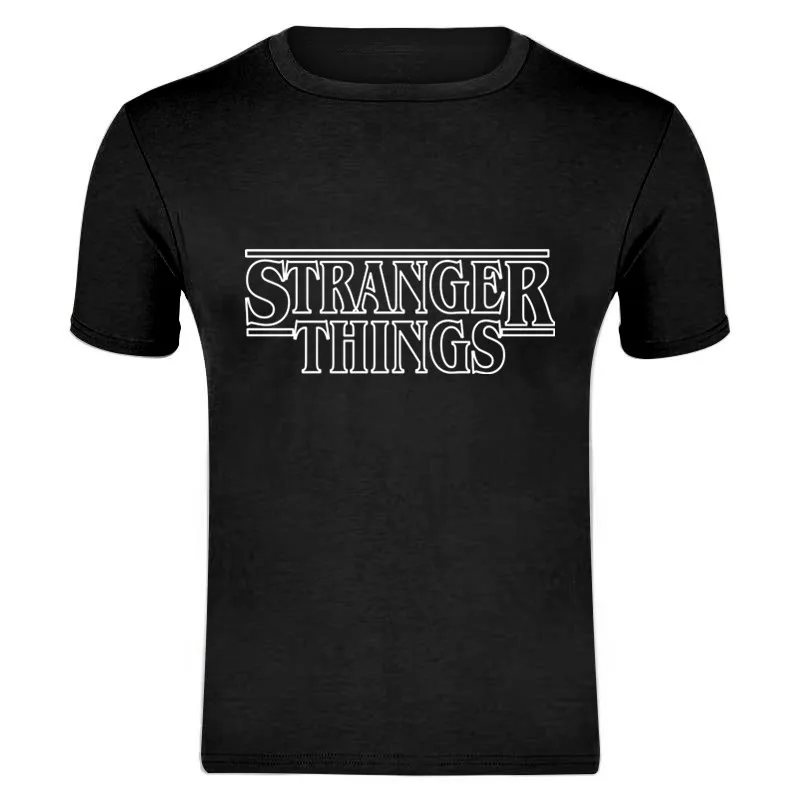 STRANGER THINGS Mens T-Shirts Summer cotton Short Sleeve T Shirts New casual Tee Shirts Male T shirt S-XXXL - Цвет: black