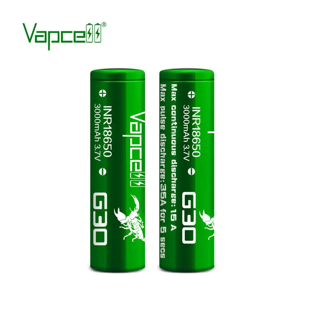 Vapcell 18650 3000MAH 15A/35A литий-ионные аккумуляторы Rewrap G30 3,7 вольт батарея для фонарика