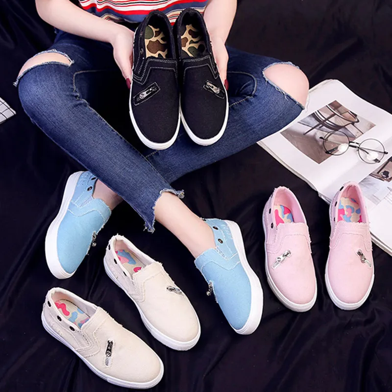 

2020 fashion Casual flat canvas shoes women's denim sneakers new arrival shoes woman platform shoes new arrival