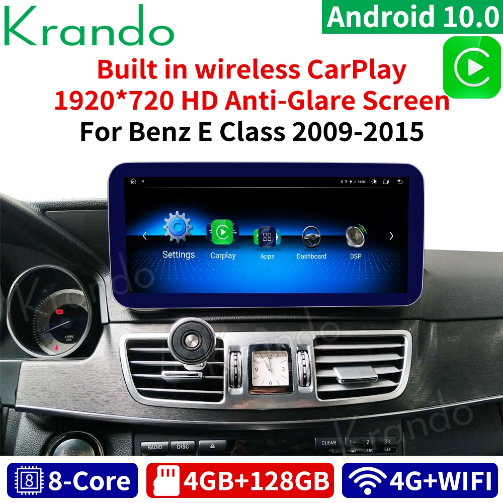Krando Android 10.0 4G 128G 10.25'' Car Radio For Mercedes Benz E Class  E200 E230 E260 W212 2009-2016 NTG 4.0 4.5 5.0 Carplay