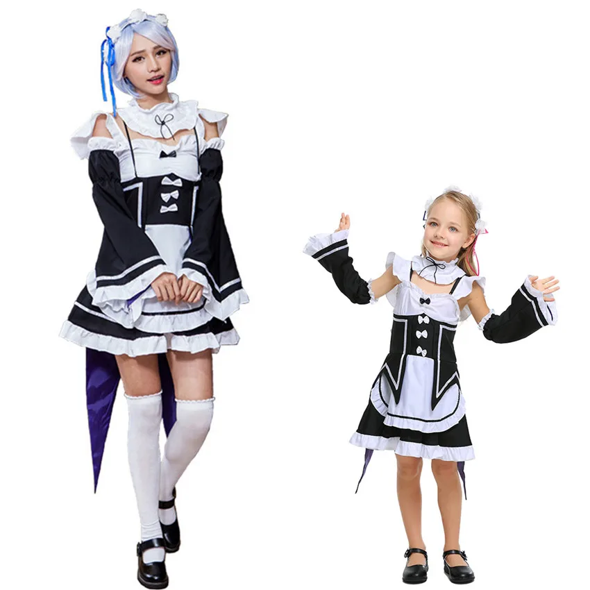 Umorden japon animesi RE: E n e n e n e n e n e n e n e başlangıç ömrü başka bir dünya Rem Ram Cosplay elbise kız çocuklar için genç kız kadın