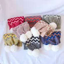 Детский модный шарф в волнистую полоску, акриловые вязаные теплые шарфы, осенне-зимний длинный шарф для мальчиков и девочек