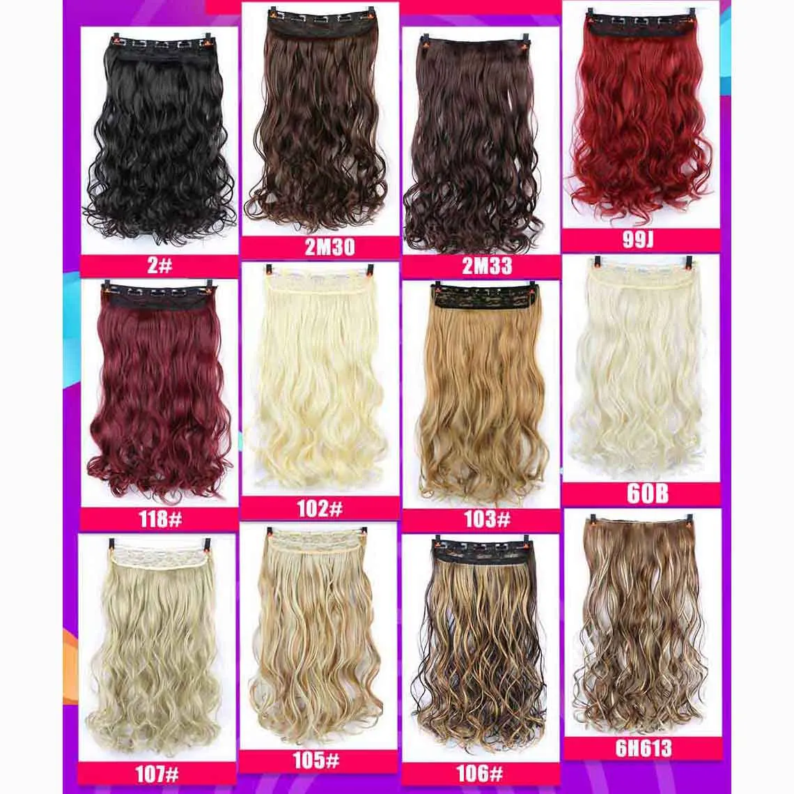 24 inch Long Synthetic Hair Clip In Extension Heat Resistant Piece hair extensions
