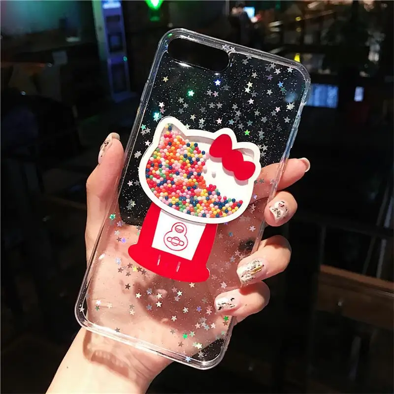 Блестящий Прозрачный чехол для телефона iPhone XS MAX 11 Pro XR X 7 8 6s Plus hello kitty мороженое зыбучие пески задняя крышка - Цвет: C