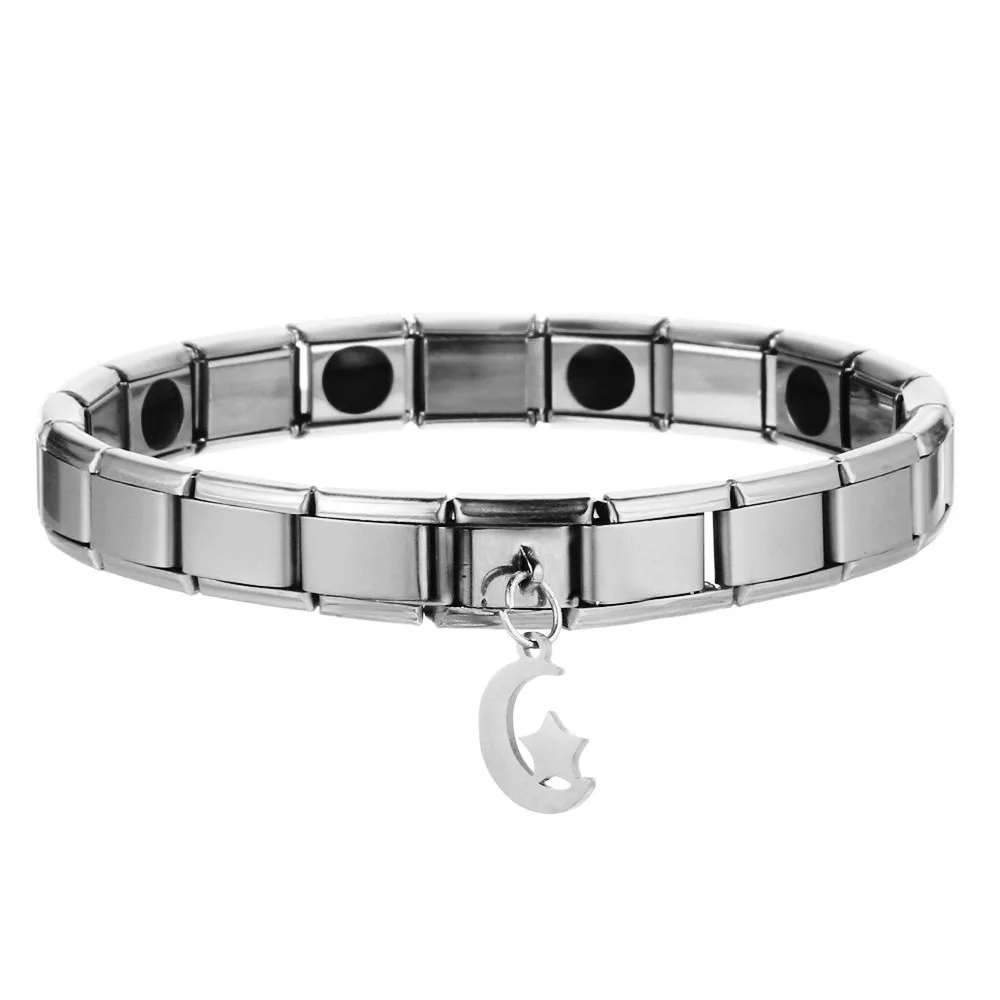 SG709-332-silver Новая мода нержавеющая сталь германий магнитный браслет для женщин мужчин замок сердце крест Chrams здоровья стрейч энергии браслет - Окраска металла: SG709-332-silver