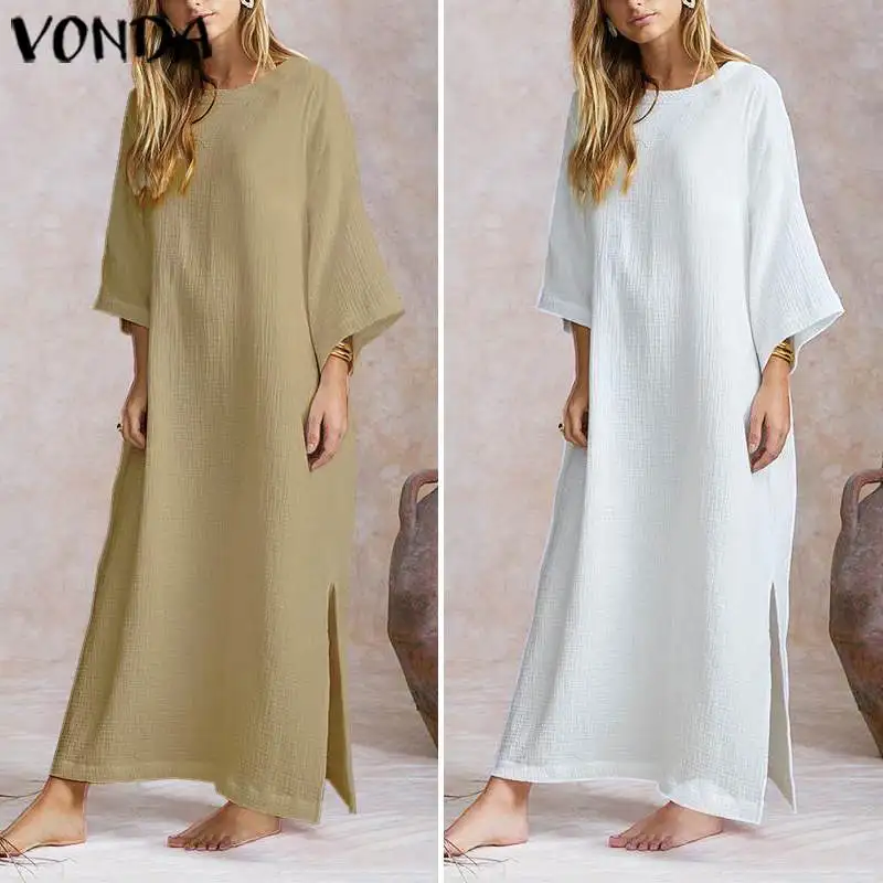 Элегантное платье для беременных летнее платье VONDA повседневное 3/4 рукав богемное макси длинные платья пляжный сарафан Femme Vestidos 5XL