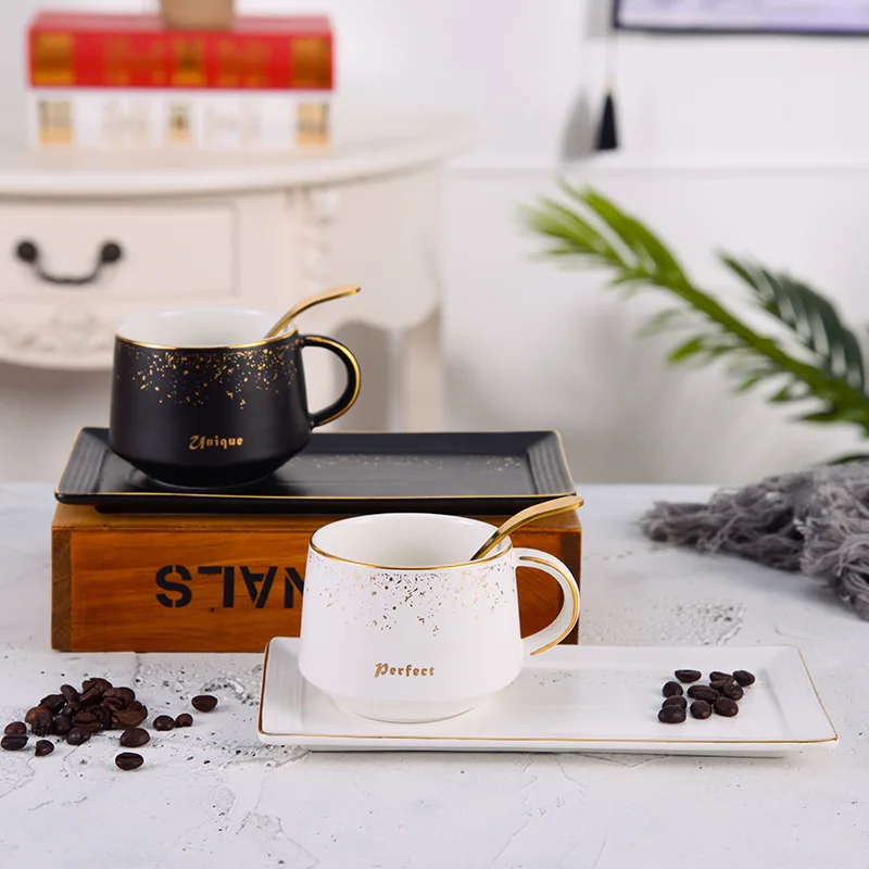 

Nordic Matte Coffee Cup Set Cups and Saucers with Trays and Spoons Mugs Afternoon Tea Cups and Gift Ceramic Cups with Lids Set