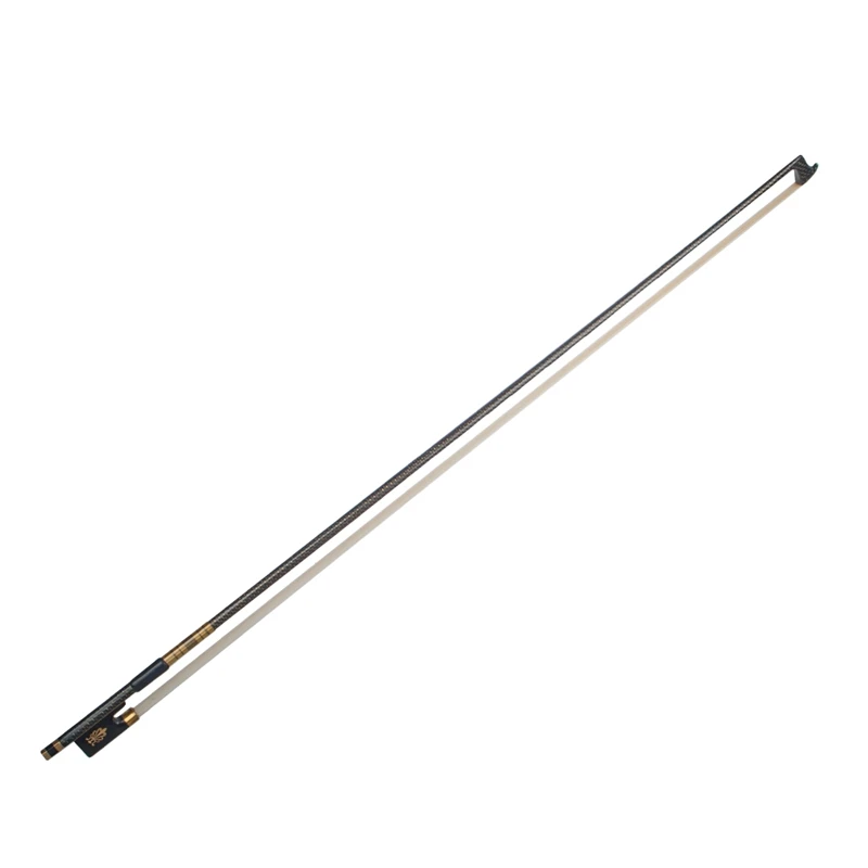 

Quality Plaid Pattern Carbon Fiber Bow Gold Wire Inlaid Peacock Flower Frog Black Gold Winding White Horsetail 4/4 Violin Bow
