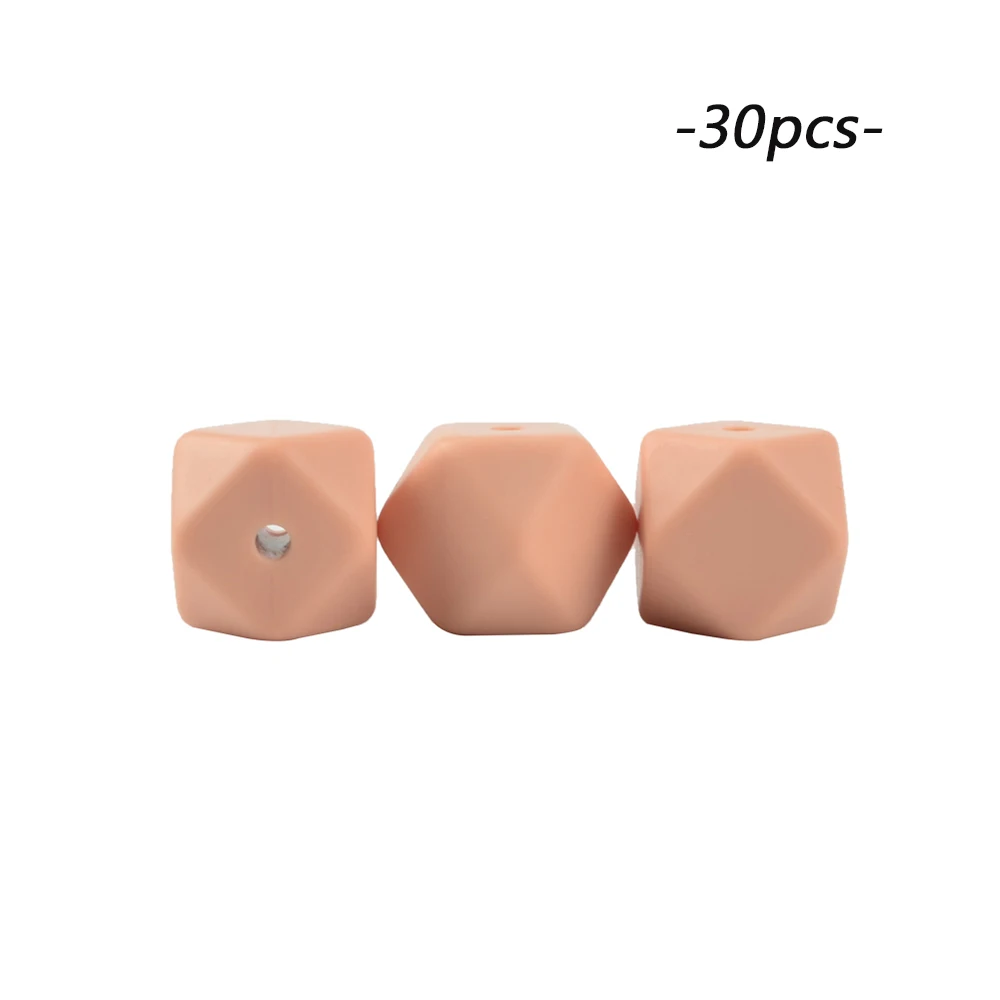 peachy LOFCA 30 шт. силиконовые бусины Мини шестиугольник 14 мм Детские Игрушки Для Прорезывания Зубов Ожерелье пищевого качества Детские Прорезыватели BPA бесплатно DIY силиконовые украшения - Цвет: peachy