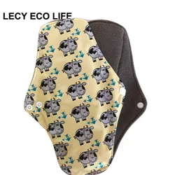 Eco-Friendly Reusable Cloth Menstrual Pads with Bamboo Charcoal Fleece - Flamingo Print (M44)