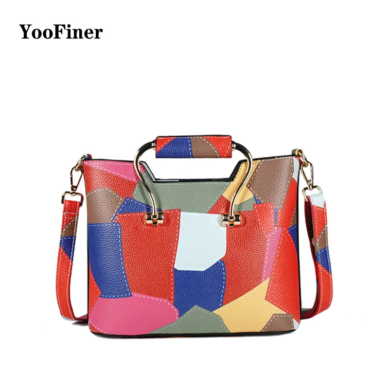 

2019 New Fashion Casual PU Leather Shoulder Bag Patchwork Shoulder Bags Womens Flap Colorful Small Crossbody Bags For Women