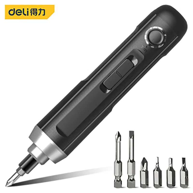 Deli 667001B Pen Type 3.6V Wireless Lithium Battery Electric Screwdriver Rechargeable Screwdriver Electric Tool With Lamp