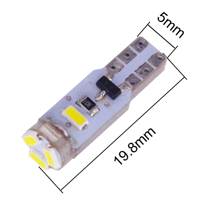 10 шт. T5 светодиодный 12516 W1.2W лампа для салона автомобиля 5 3014 SMD датчик прибора Авто неполярный лампы 12V