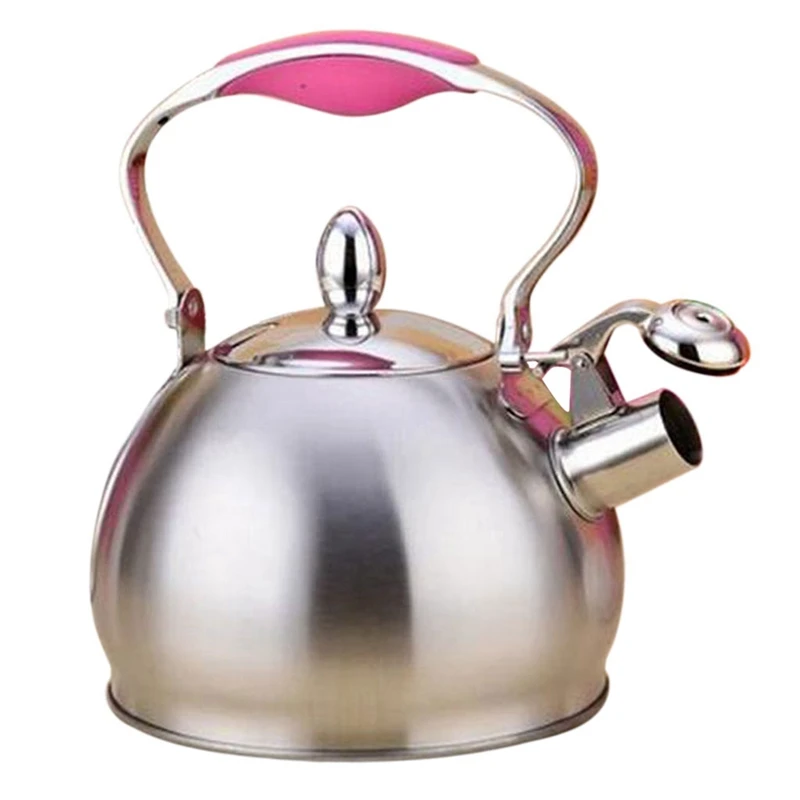 

2.5L Stainless Steel Whistling Tea Kettle Coffee Tea Pot Stovetop Kettle Infuser Teapots Strainer Included(Single Handle)Pink +