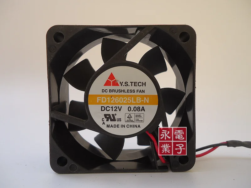 

Двухпроводной Вентилятор охлаждения сервера Y.S TECH FD126025LB DC 12 В 0.08A 60x60x25 мм