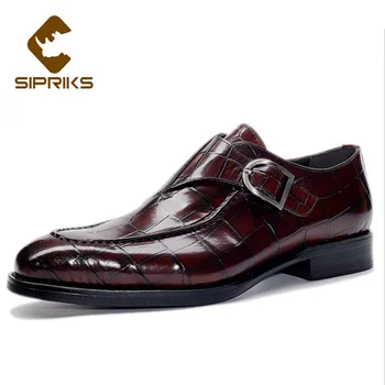 

Sipriks Mens Leather Shoes Business Dress Suits Shoes Male Brand Bullock Genuine Leather Black Slip On Wedding Man Shoes Gents