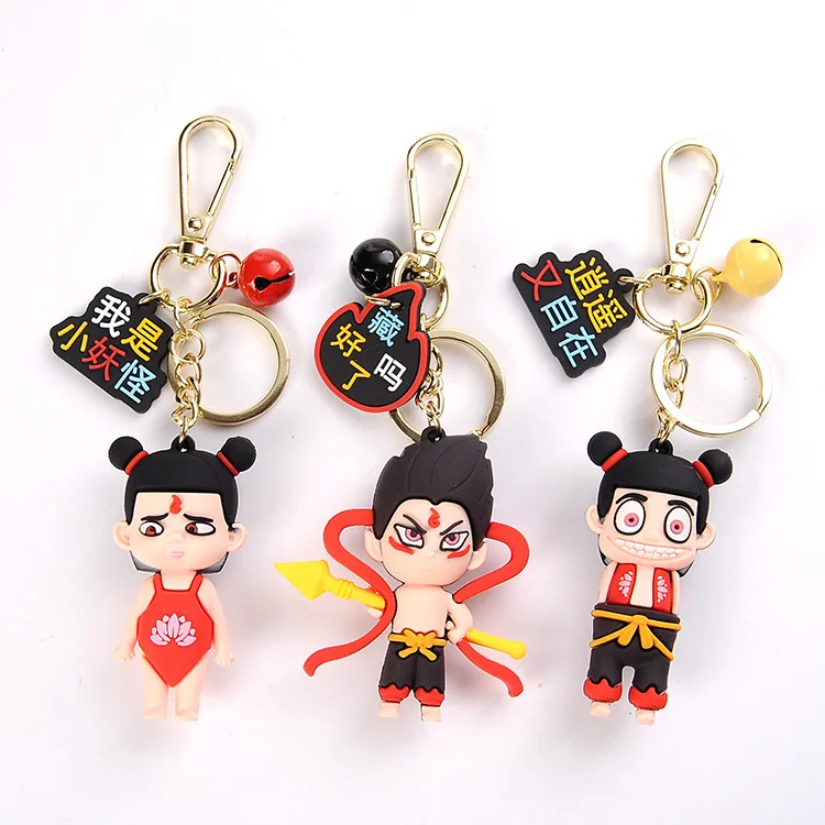 

2019 new and original character Key Chain magic child born nezha aobing Keychains For Woman Man Kids gifts keyring