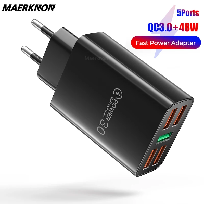 5 Ports USB Charger Quick Charge 3.0 4.0 Wall Fast Charging For iPhone 13 12 Samsung S10 Xiaomi mi Huawei Mobile Phone Chargers | Мобильные