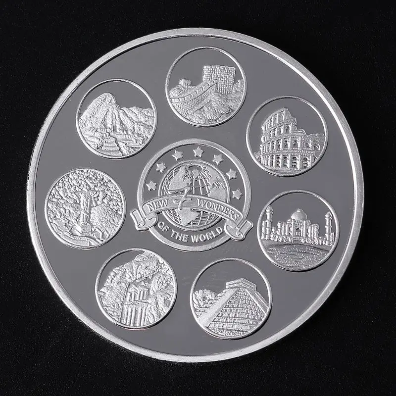 Silver World's Seven Wonders Commemorative Coin Collection Gift