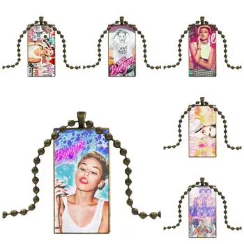 

For Woman Vintage Statement Miley Cyrus Bangerz Necklace Fashion Long Chain With Rectangle Necklace Jewelry