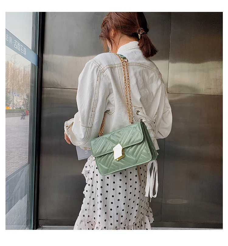 

Summer on the new texture jelly bag 2019 new Joker shoulder diagonal chain small square bag