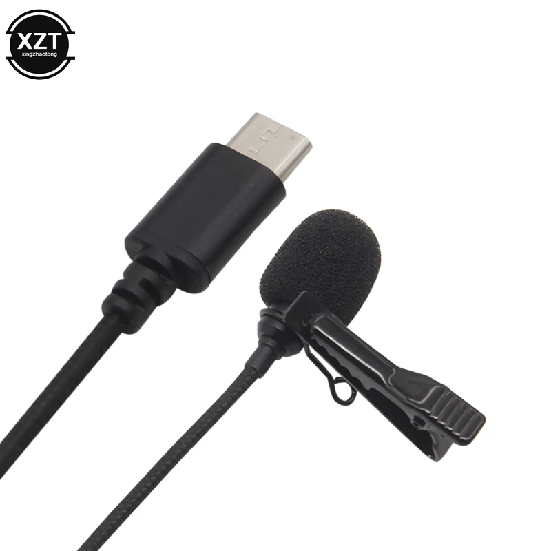 Мини микрофон Type C USB конденсаторный аудио запись петличный зажим проводной для