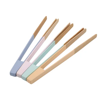 

Colorful Bamboo Wood BBQ Food Tong Cake Toast Clip Kitchen Utensil