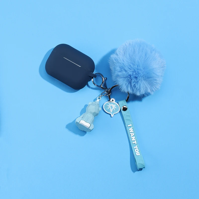 Midnight blue Силиконовый чехол для Airpods Pro, чехол, беспроводной Bluetooth для apple airpods pro, чехол, чехол для наушников, чехол для Air Pods pro 3, брелок - Цвет: Midnight blue