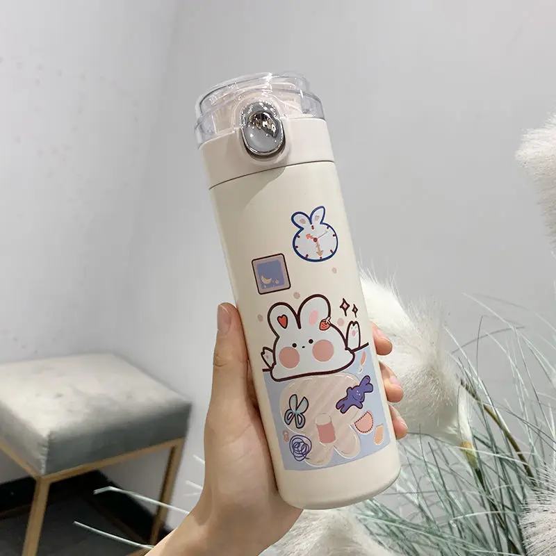 Termo de acero inoxidable con forma de oso para café, té, leche, Taza de Viaje, regalo, botella de agua con dibujos animados, termo aislado, 450ml ► Foto 1/6