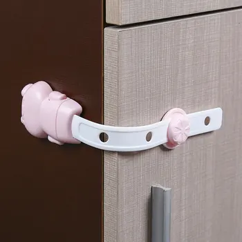 

2Pcs Baby Door Stopper Adjustable Multi-Function Lengthen Cabinet Lock Strap Child Safety Fridge Door Lock Plastic Blocker