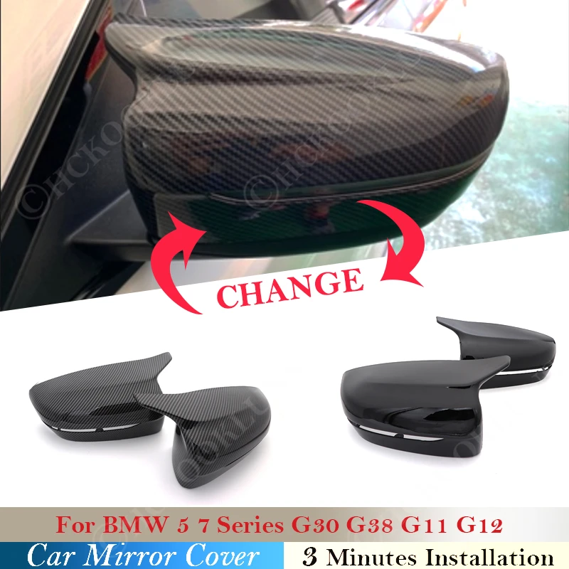 Rear View Side Wing Mirror Cap For BMW 5 7 Series G38 G30 G11 G12 Car Replacement Mirror Cover Carbon Fiber pattern 2017 2018