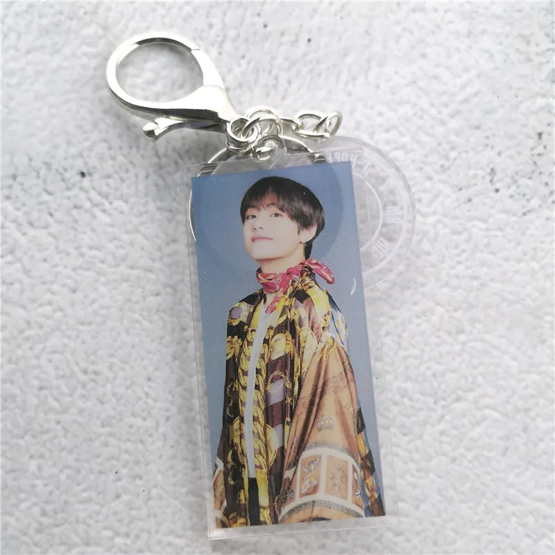 V KPOP Bangtan Boys FM 5TH Magic Shop брелок для ключей карта душа Persona квадратный брелок JUNG KOOK JIMIN JIN SUGA J-HOPE - Цвет: V