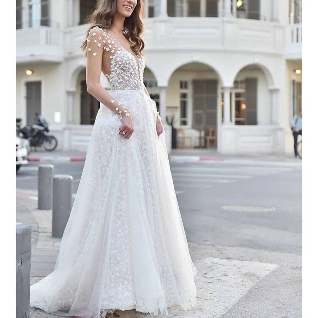 Высококачественное модное женское свадебное платье на бретельках с v-образным вырезом элегантные вечерние тонкие кружевные платья Горячая Распродажа W726