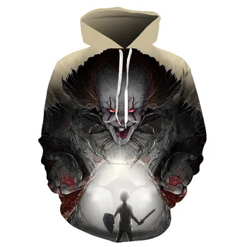 

Men's Horror Clown IT Movie Drawstring 3D Print Hoodie Men's and Women's Hip Hop Hoodie Fun Street Tops Long Sleeve Sweatshirt