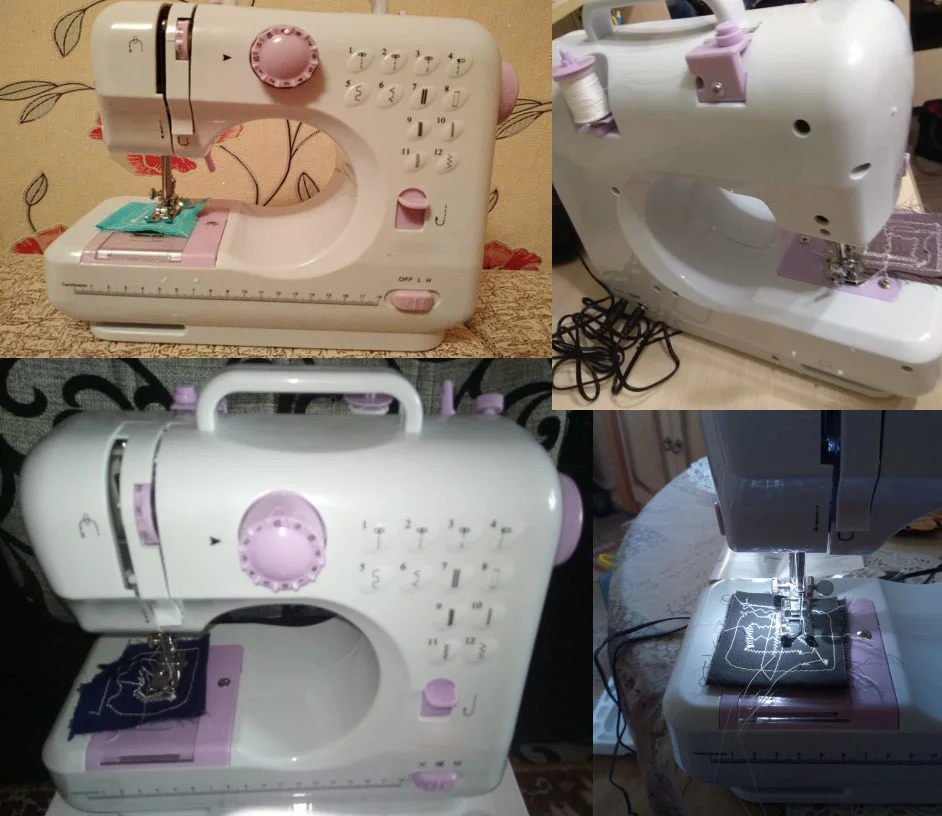 Mini 12 Stitches Sewing Machine Household Multifunction Double Thread And Speed Free-Arm Crafting Mending Machine LED