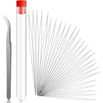 

25 Pcs Big Eyes Beaded Needles,Beaded Embroidery Needles with Needle Bottle and Tweezers for Bracelet Jewelry Making