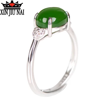 

Hot sale new personality retro creative simple luxury oval oval turquoise gemstone female open jade ring wedding anniversary