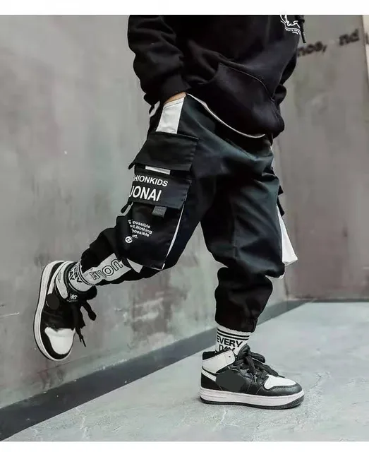 Spring Autumn Baby Boy Pants Thin cargo Pants Full Length Pocket Loose Style Teens Long Trousers Kids Clothes