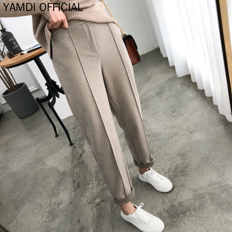 

YAMDI Women Autumn Winter Suit Pants 2019 New Vintage Loose Office Lady Work High Waist Plus Size 4XL Pencil Pants Trousers New