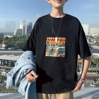 

Half Sleeve Round Neck Oversize T Shirt for Men Streetwear Vintag White Tshirt Loose T Shirt Men Loose Tshirt Mew 2019 II50dx07