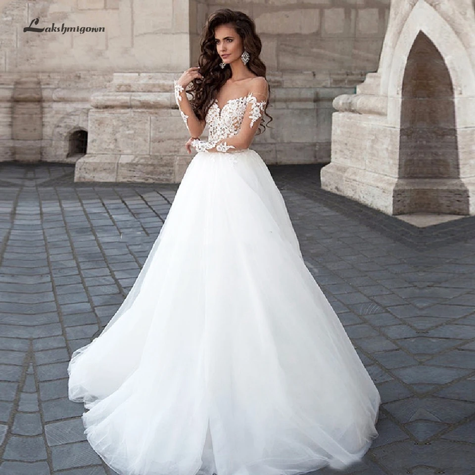 Lakshmigown богемное свадебное платье с безрукавкой A Line Illusion Lace Лиф сексуальное свадебное платье с открытой спиной Novia