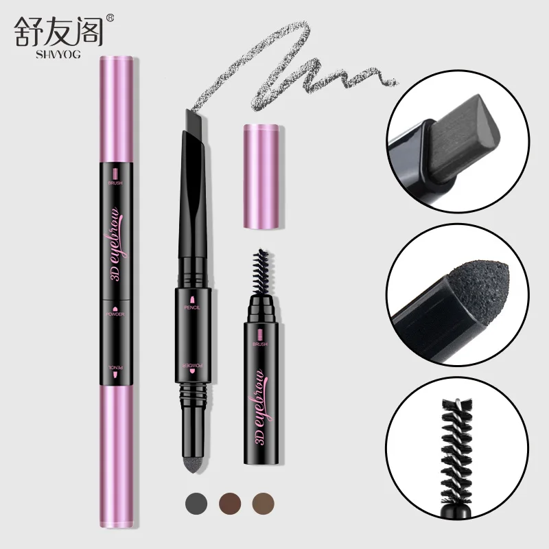 

SHVYOG Makeup EyeBrow Pencil 3 In 1 Eyebrow Pencil Eyebrow Powder And Eyebrow Brush Waterproof Long Lasting Eye Brow Pen