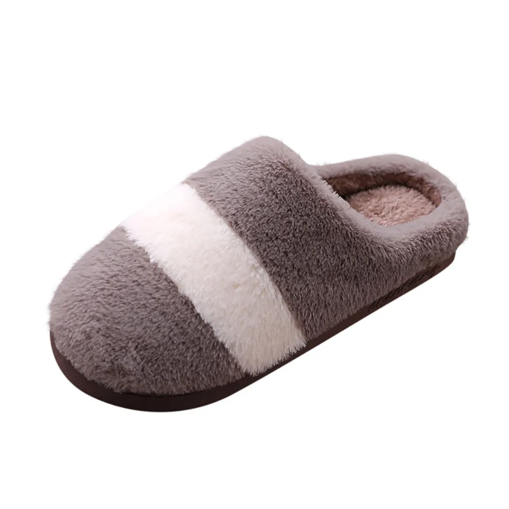 Color matching wool unisex cotton slippers Non-slip solid color indoor flat heel Slippers Breathable Sweat-Absorbing Slippers