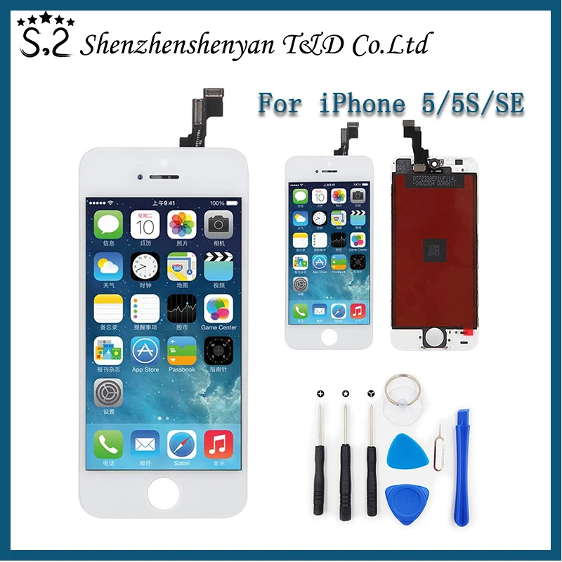 Display Lcd Made In China Per Pantalla Iphone 5/5S/Se Lcd Touch Screen Digitizer Assembly + Strumenti + Tpu + Vetro