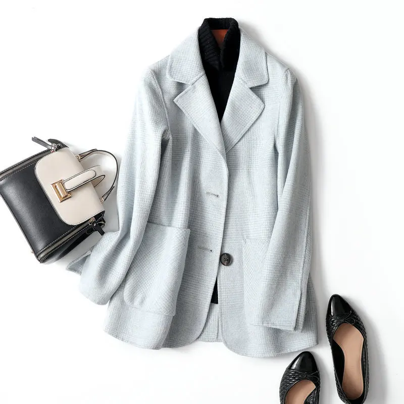 

Short-height Short Double-Sided Cashmere Coat Women's 2019 New Style Korean-style Small Suit Wool Coat