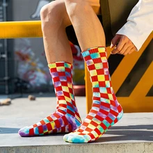 

Fashion Men Tie-Dye Socks Cotton Colorful Vortex Tie-dye Harajuku Hip Hop Skateboard Funny Happy Weed Tube Large Size Socks