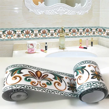 

3D Wallpaper Borders Modern Flowers PVC Self-Adhesive Waterproof Removable Wall Stickers Geometric Home Decor Art 3D Wall Border