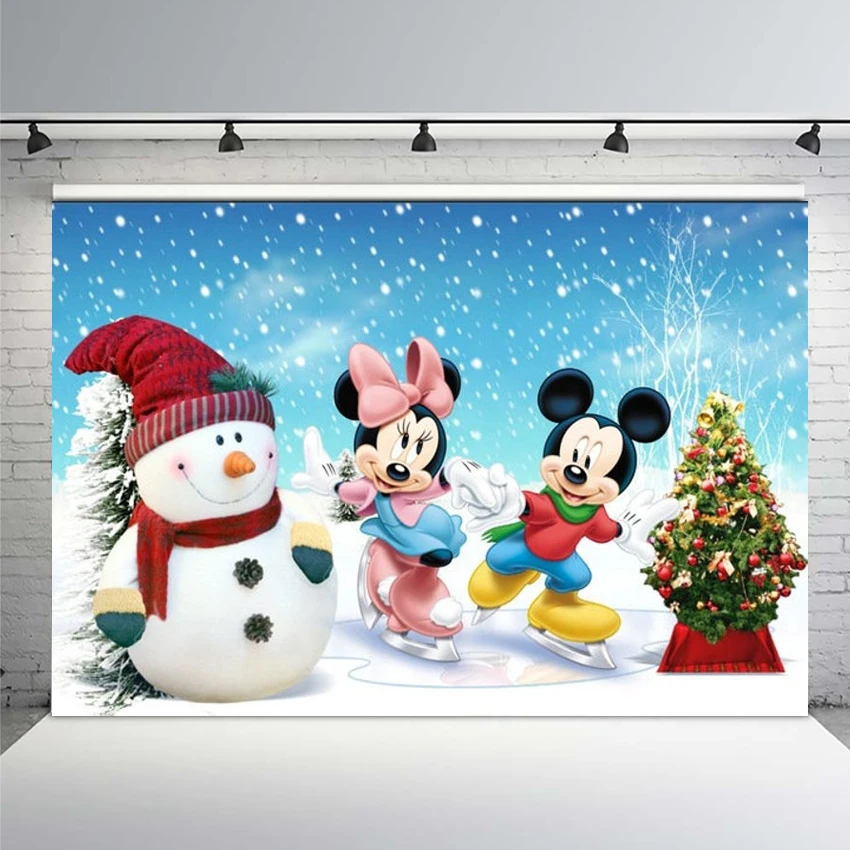 

Mehofoto Photo Backdrop Mickey Minnie Party Photography Snowman Christmas Backdrop Party Banner 5ft X 7ft Printed Background